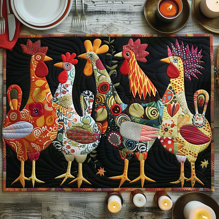 Bordbrikke - Sjarmerende høner i patchwork