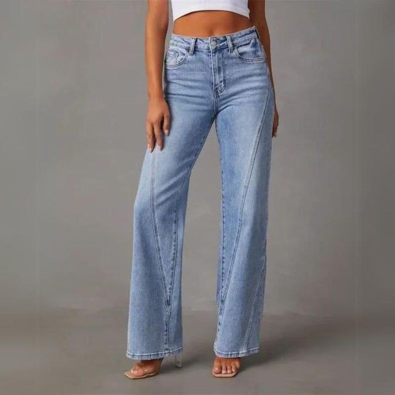 Elegant utsvingt jeans for dame – flare jeans i blå denim