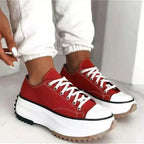 Plattform sneakers i canvas for dame – slip-on med EVA-demping
