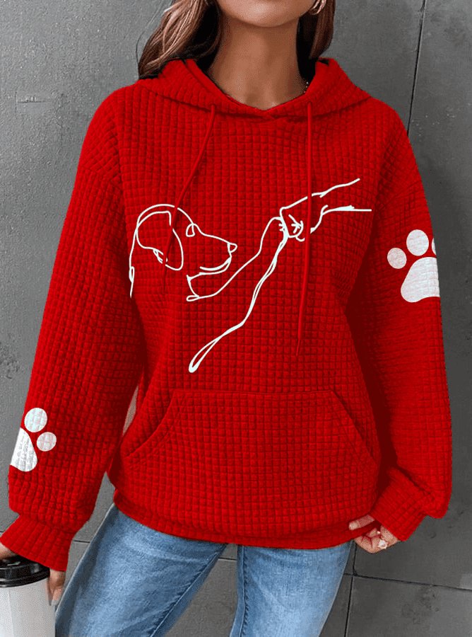 Hettegenser med hundemotiv for dame – myk og varm hoodie med lomme