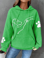 Hettegenser med hundemotiv for dame – myk og varm hoodie med lomme