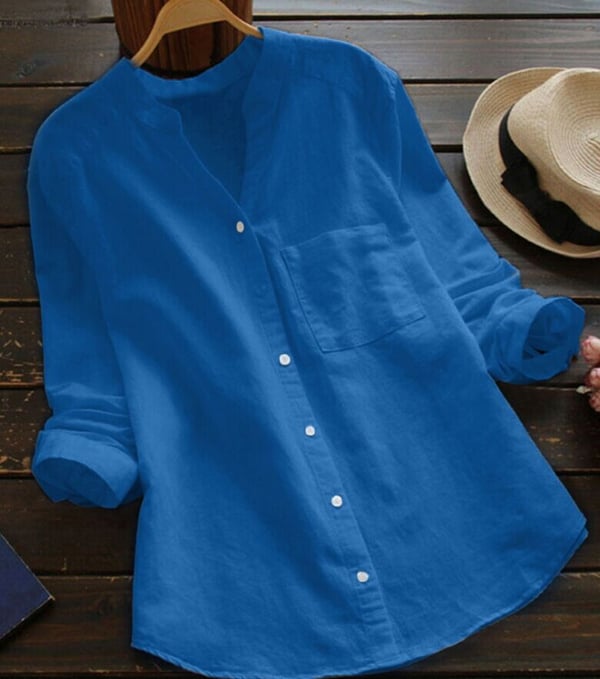 Langermet bluse i linlook for dame – luftig og klassisk bluse i sju farger