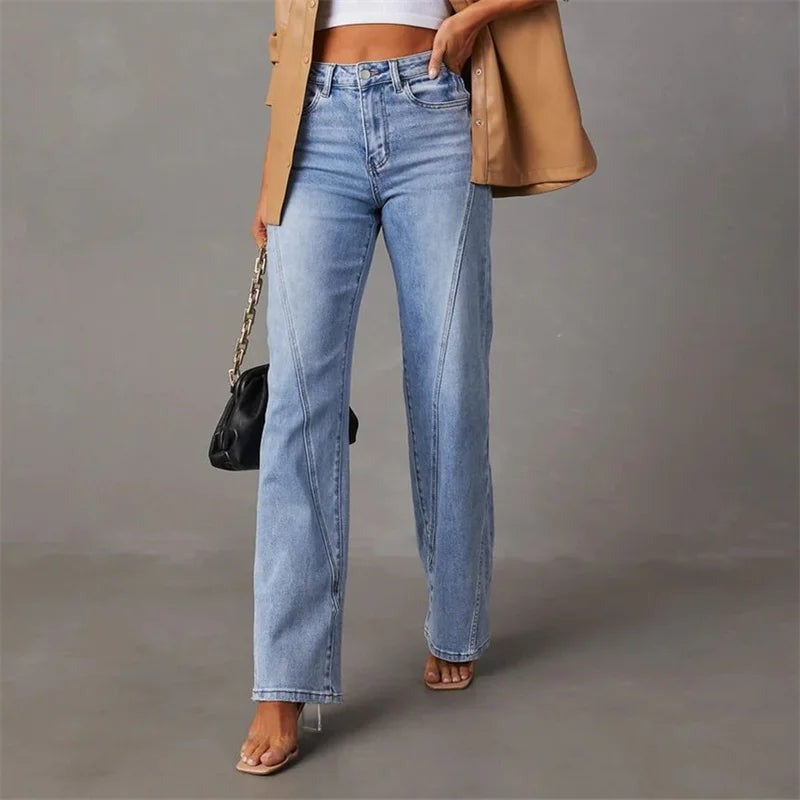 Elegant utsvingt jeans for dame – flare jeans i blå denim