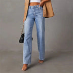 Elegant utsvingt jeans for dame – flare jeans i blå denim