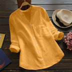Langermet bluse i linlook for dame – luftig og klassisk bluse i sju farger