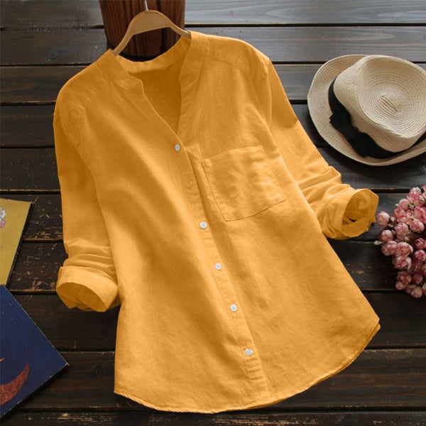 Langermet bluse i linlook for dame – luftig og klassisk bluse i sju farger