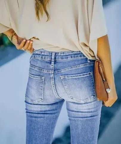 Vintage flare jeans med høyt liv for dame – myk og formende i blå denim