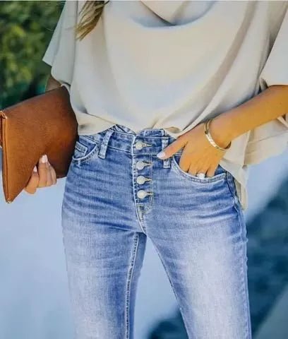 Vintage flare jeans med høyt liv for dame – myk og formende i blå denim