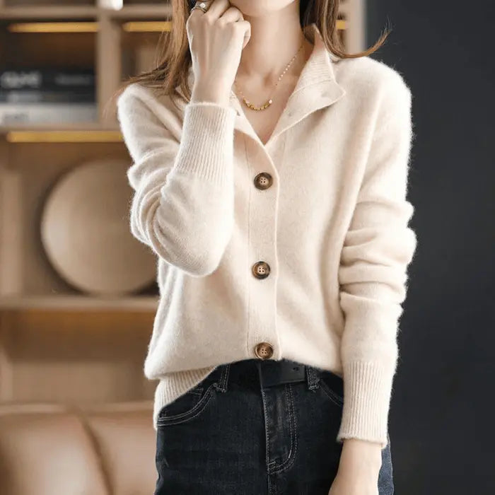 Elegant strikkejakke for dame – tidløs og allsidig cardigan i fem farger
