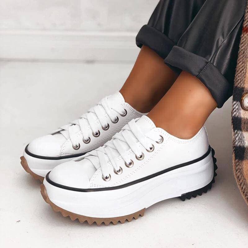 Plattform sneakers i canvas for dame – slip-on med EVA-demping