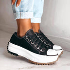 Plattform sneakers i canvas for dame – slip-on med EVA-demping