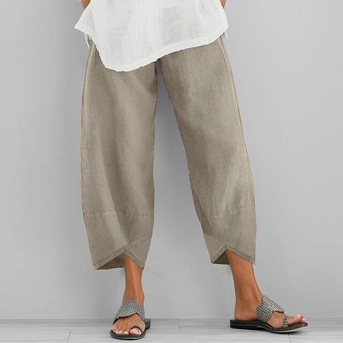 Avslappet bukse for dame i linlook – enkel og elegant i fem farger, S–5XL