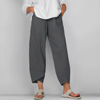 Avslappet bukse for dame i linlook – enkel og elegant i fem farger, S–5XL