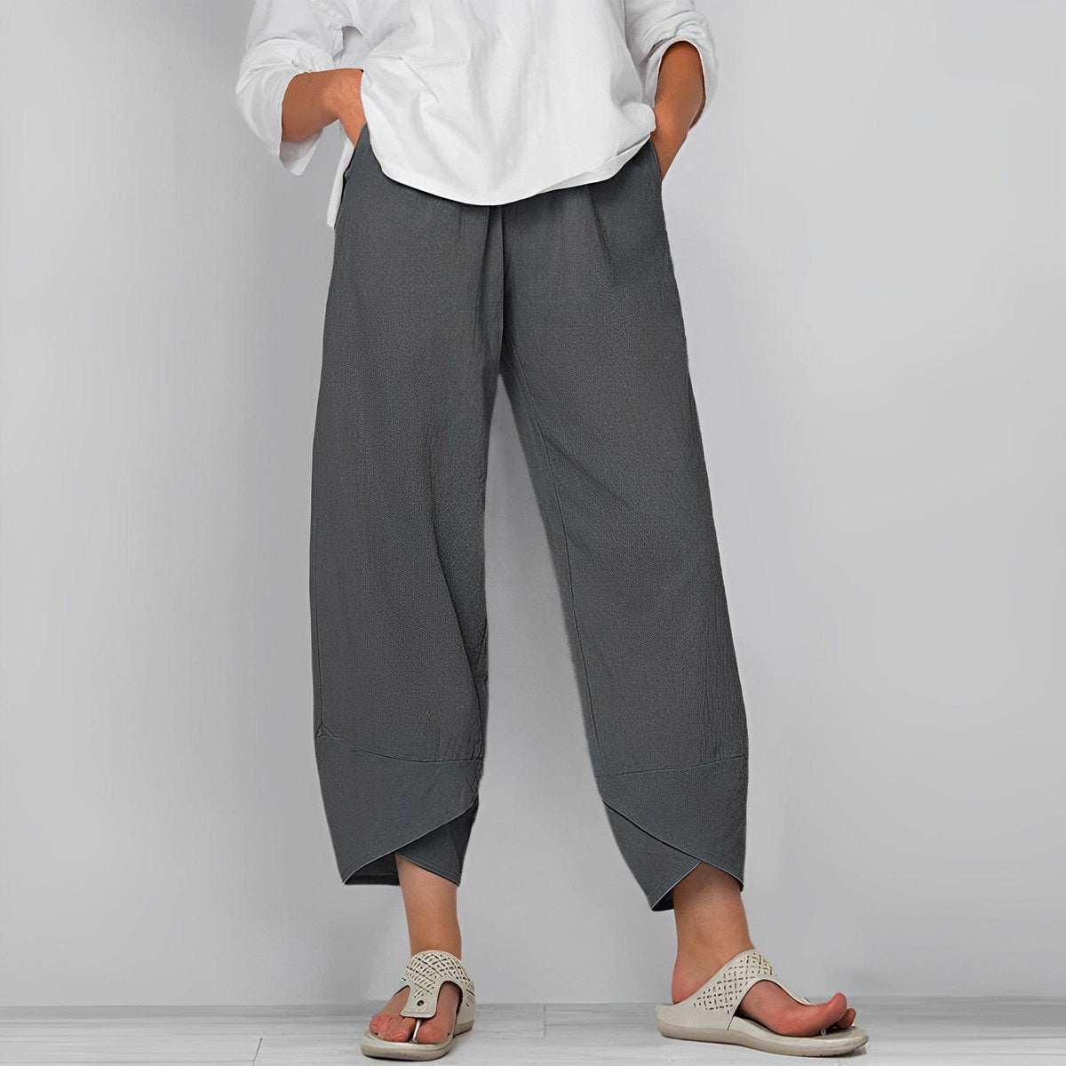 Avslappet bukse for dame i linlook – enkel og elegant i fem farger, S–5XL