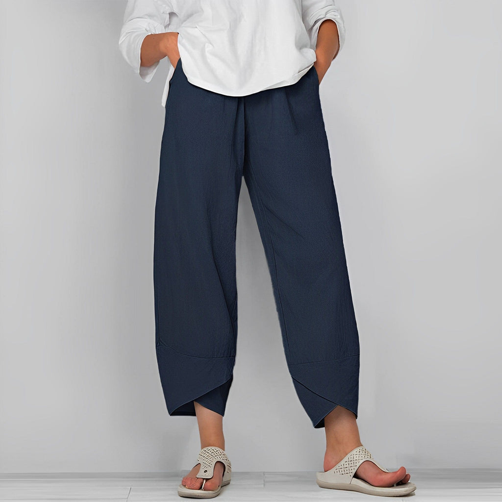 Avslappet bukse for dame i linlook – enkel og elegant i fem farger, S–5XL