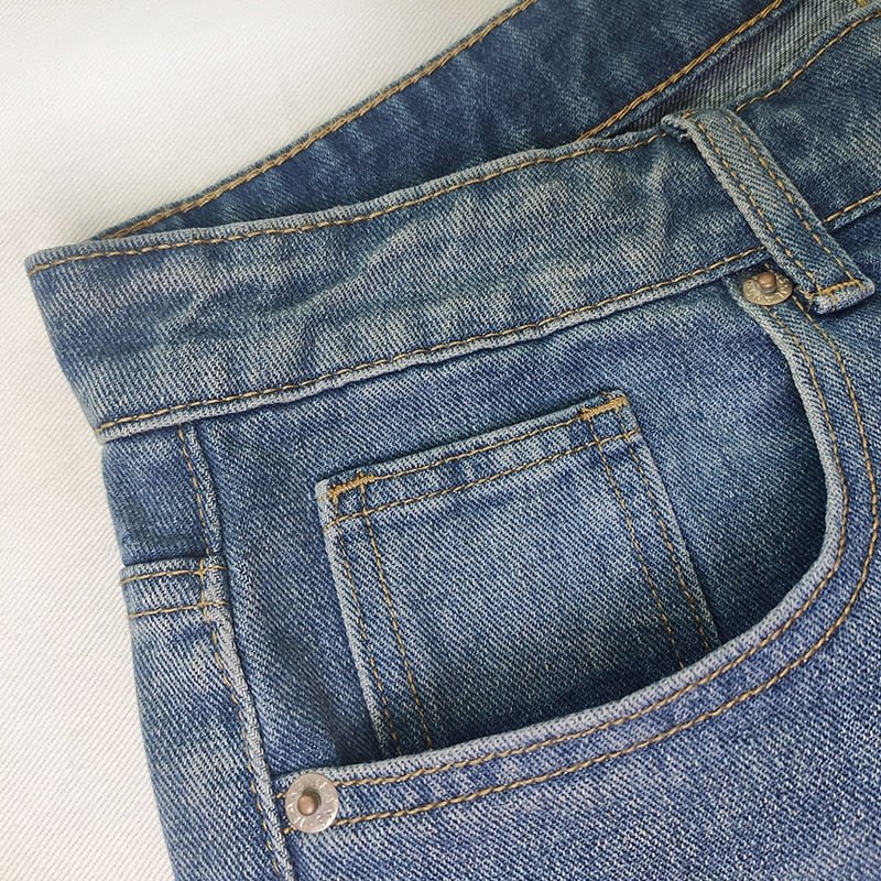 Vid boyfriend jeans med høyt liv for dame – løs jeans i bomullsdenim
