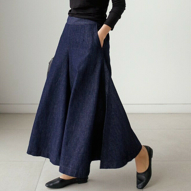 Løs jeans for dame – avslappet denimbukse i blå og brent oransje