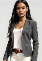 Slank blazer med slag og knapp for dame – langermet blazer i fem farger