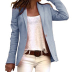 Slank blazer med slag og knapp for dame – langermet blazer i fem farger
