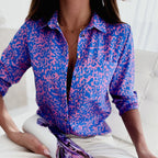 Bluse med nedbrettet krage for dame – mønstret bluse til jobb og fritid, 13 design